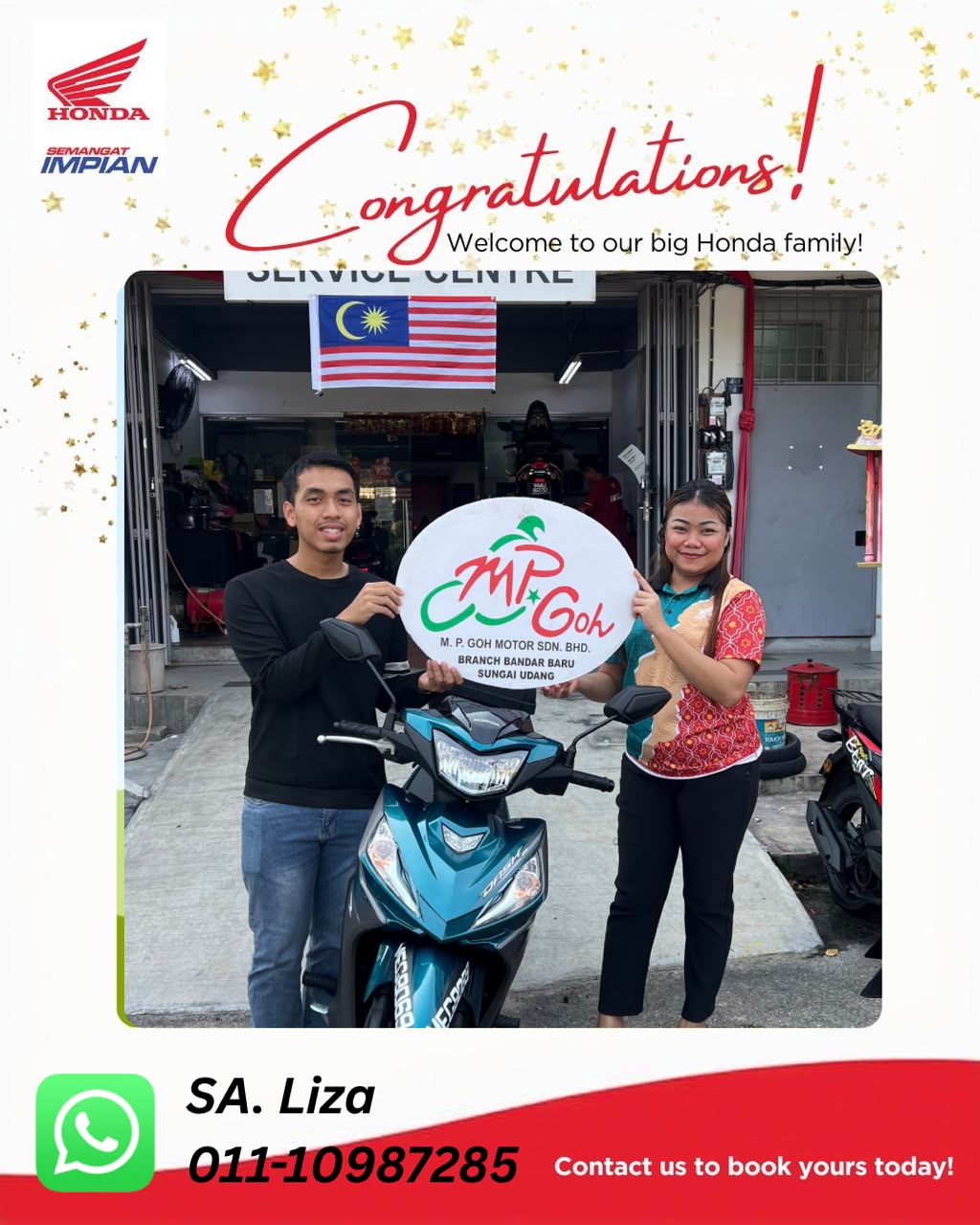 Pelanggan berpuas hati MP Goh Motor bersama motosikal Honda baharu 6