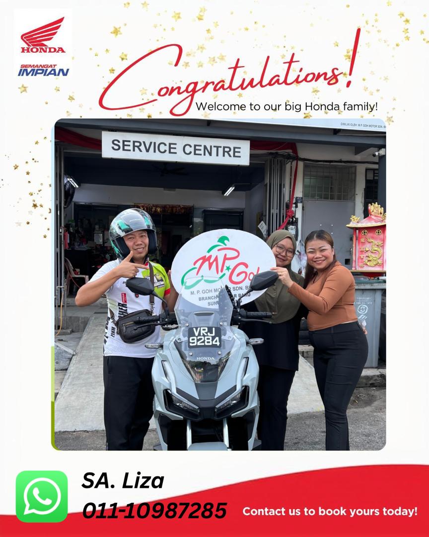 Pelanggan berpuas hati MP Goh Motor bersama motosikal Honda baharu 3