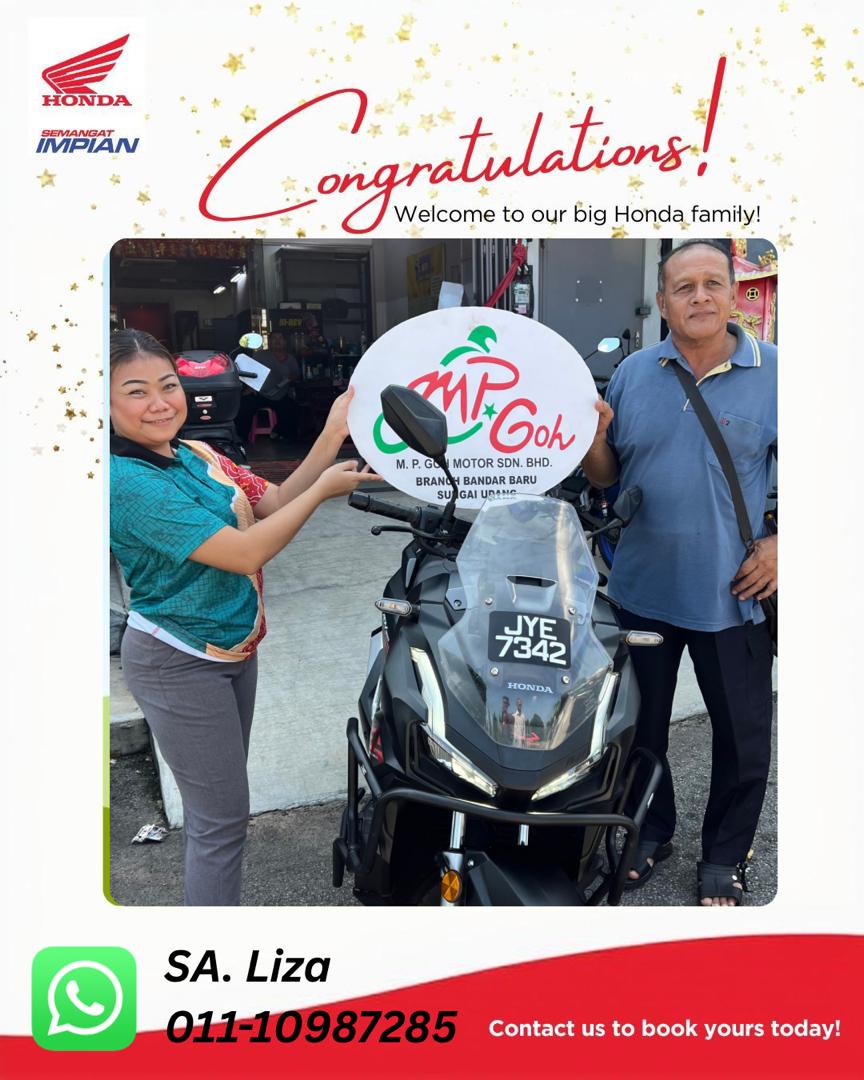 Pelanggan berpuas hati MP Goh Motor bersama motosikal Honda baharu 2