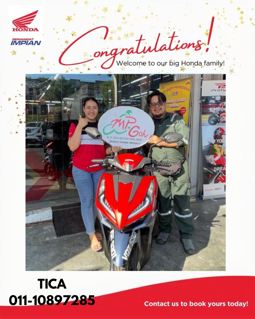 Pelanggan berpuas hati MP Goh Motor bersama motosikal Honda baharu 5
